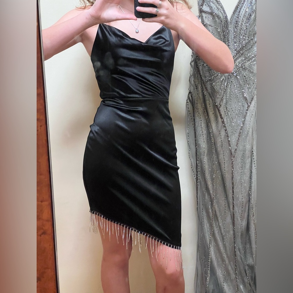 Formal black silk dress